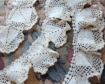 Beautiful Handmade Antique Crochet Lace Trim, Hand Crochet Lace