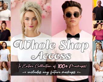 Whole Shop Mockup Bundle, Shirt Mockups, Bella Canvas 3001, Entire Shop Mockup Access, Diverse Plus Size Models, Senior Models