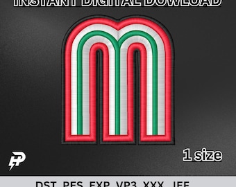 Classic Mexico &quot;M&quot; Raised Embroidery File