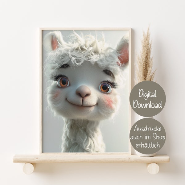 Digital poster - alpaca - gift for friends/acquaintances/family for birthdays/moving in/living room/entrance area/hallway/office - #005