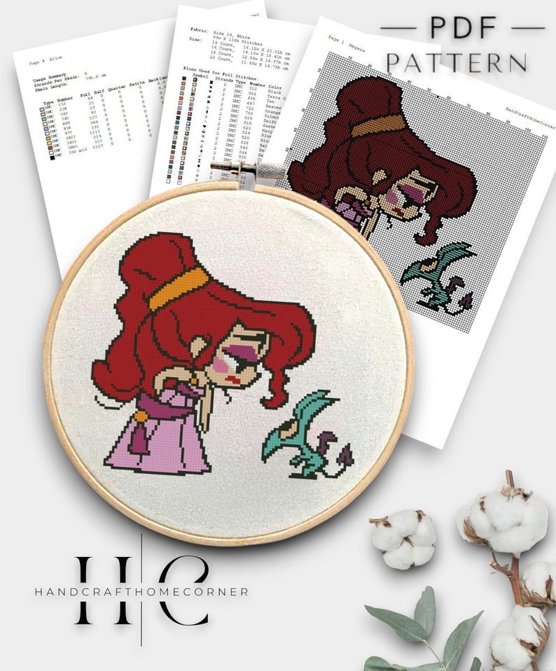 Enchanting Princess Megara and Panic Cross Stitch PDF Pattern ...