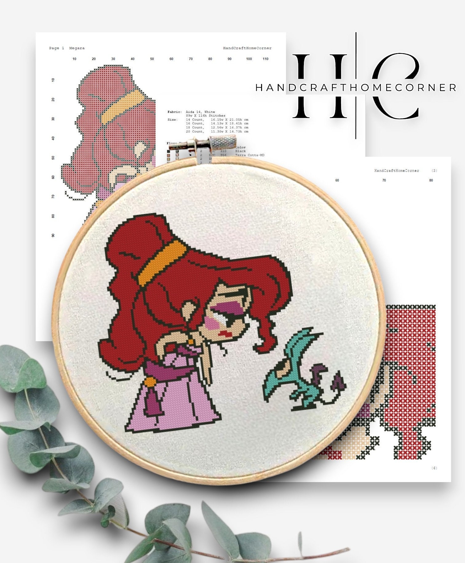 Enchanting Princess Megara and Panic Cross Stitch PDF Pattern ...