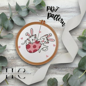 Bunny Kittens Hanging on the Egg. Easter Cross Stitch PDF Pattern. Springtime Hangers. Egg Playtime. Bunny Kittens' Eggcellent Adventure.
