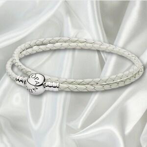 S925 sterling silver Pandora charm bracelet, mixed double braided leather bracelet, simple everyday charm ball buckle bracelet,birthday gift zdjęcie 4