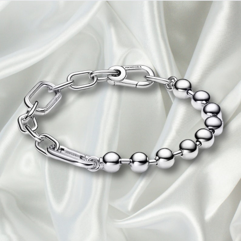 Bracciale minimalista Pandora in argento sterling S925, bracciale con ciondoli a catena con perline Pandora ME, regalo per lei Silver