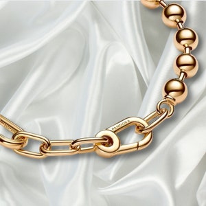 Bracciale minimalista Pandora in argento sterling S925, bracciale con ciondoli a catena con perline Pandora ME, regalo per lei immagine 4