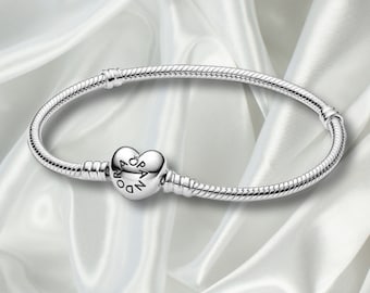 S925 Sterling zilveren minimalistische armband, hart gesp Snake Chain armband, Pandora armband, bedelarmband, cadeau voor haar