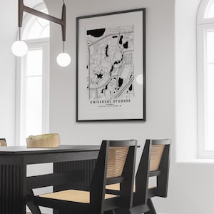 Universal Studios Florida Map Art Print: Modern Black & White Home Decor (Digital Download)