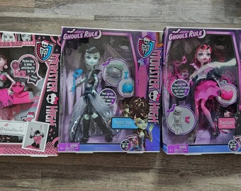 3 monster high dolls draculaura frankie stein brand new in box