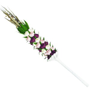 Palma di Pasqua arte popolare tradizionale fiori di carta crespa fatti a mano erbe secche 60-65 cm colori: bordeaux - rosa - ecru Domenica delle Palme