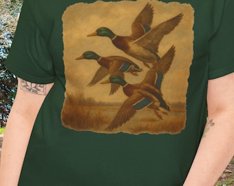 Duck Sweatshirt Vintage Hunting Shirt  Gift Mallard Flying Hoodie Sweatshirt