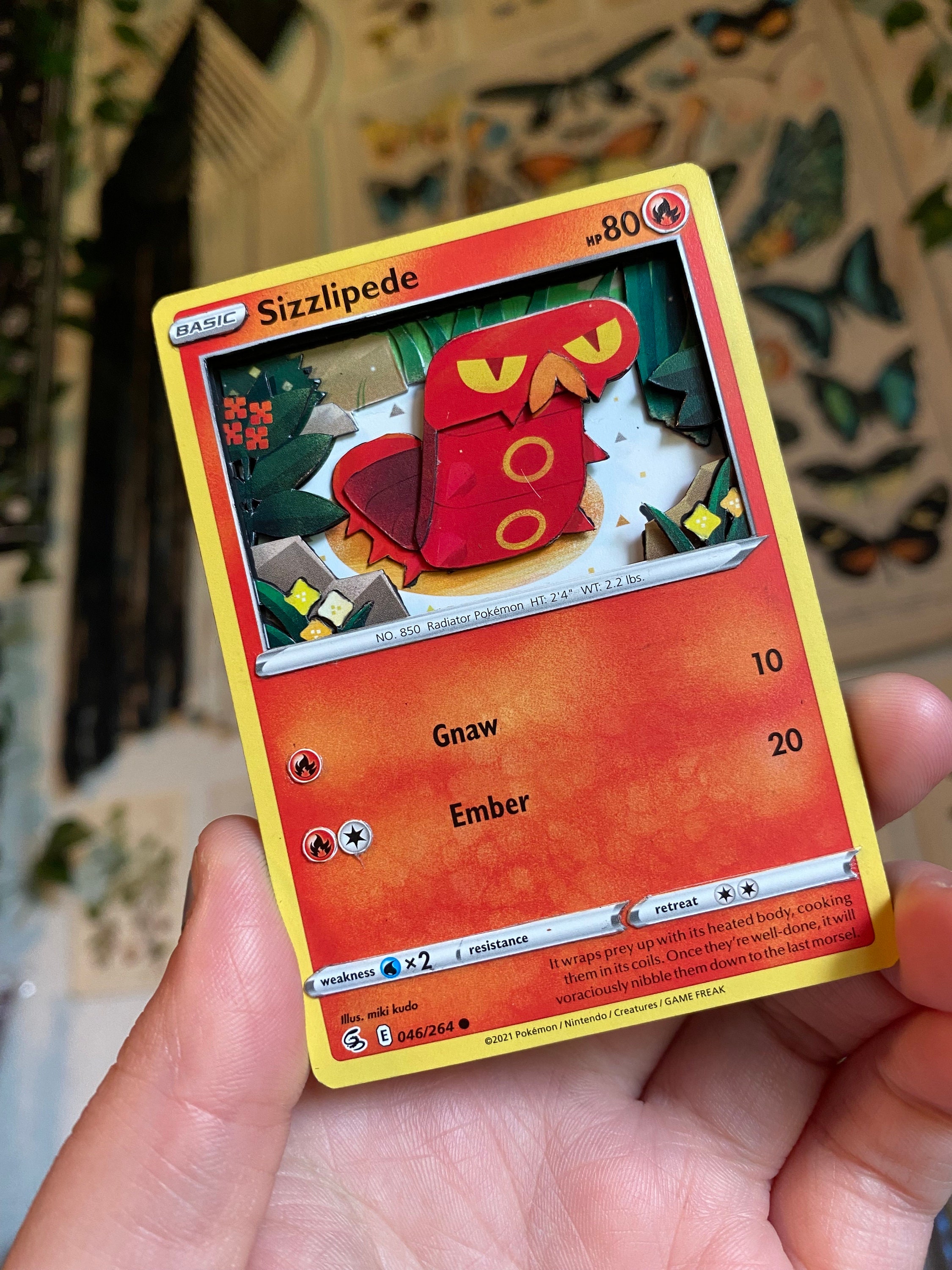sizzlipede pokemon card 3D Sizzlipede Pokemon Card