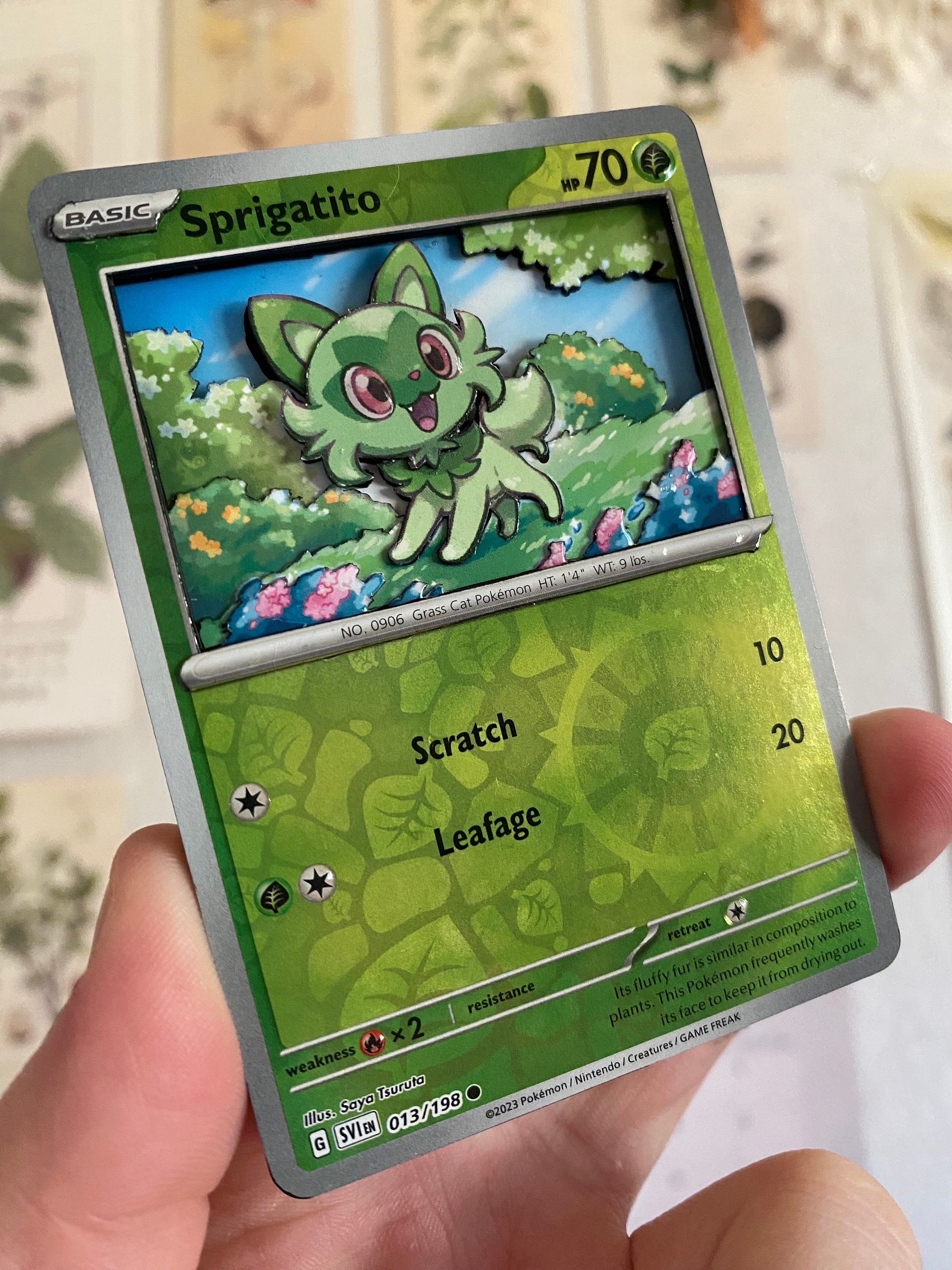 3D Sprigatito Pokemon Card