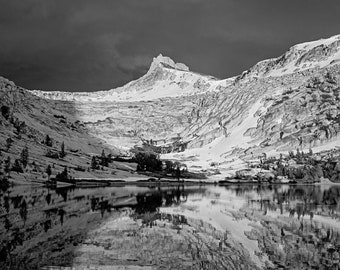 Yosemite National Park Photo Gifts: Black and White Print Alpine Lake Reflection Landscape Poster