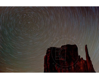 Monument Valley Photo Gifts: Navajo Nation Night Sky Star Trails Landscape Print and Poster