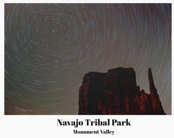 Monument Valley Star Trails Print, Navajo Tribal Park Astrophotography