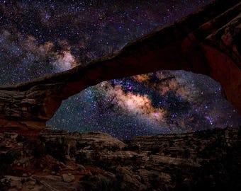 Natural Bridges National Monument, Milky Way Night Sky Photo Gifts: Landscape Art Poster