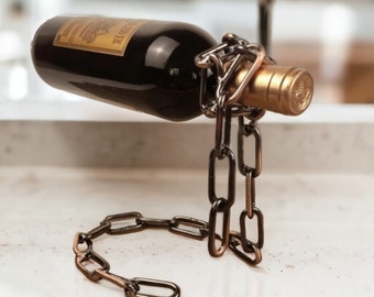 Suspended Chain Wine Rack | Wine Bottle Display Rack, Classy Wine Rack, Iron Chain Bottle Holder, Countertop Rack, Kitchen Decor, Wine Gift