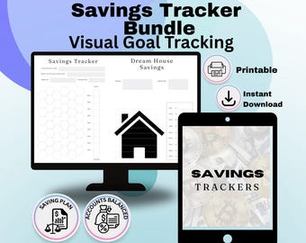 Savings Tracker Bundle Printable PDF | Visual Savings Trackers for Goal Setting