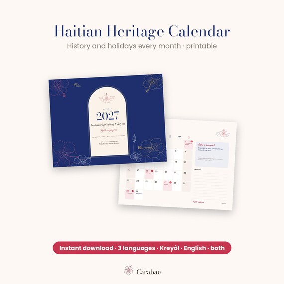 2027 Haitian Heritage Calendar from Carabae