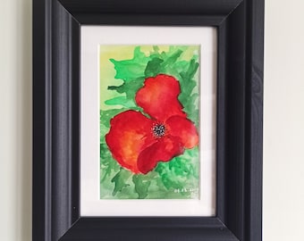 Aquareltekening in frame Poppy