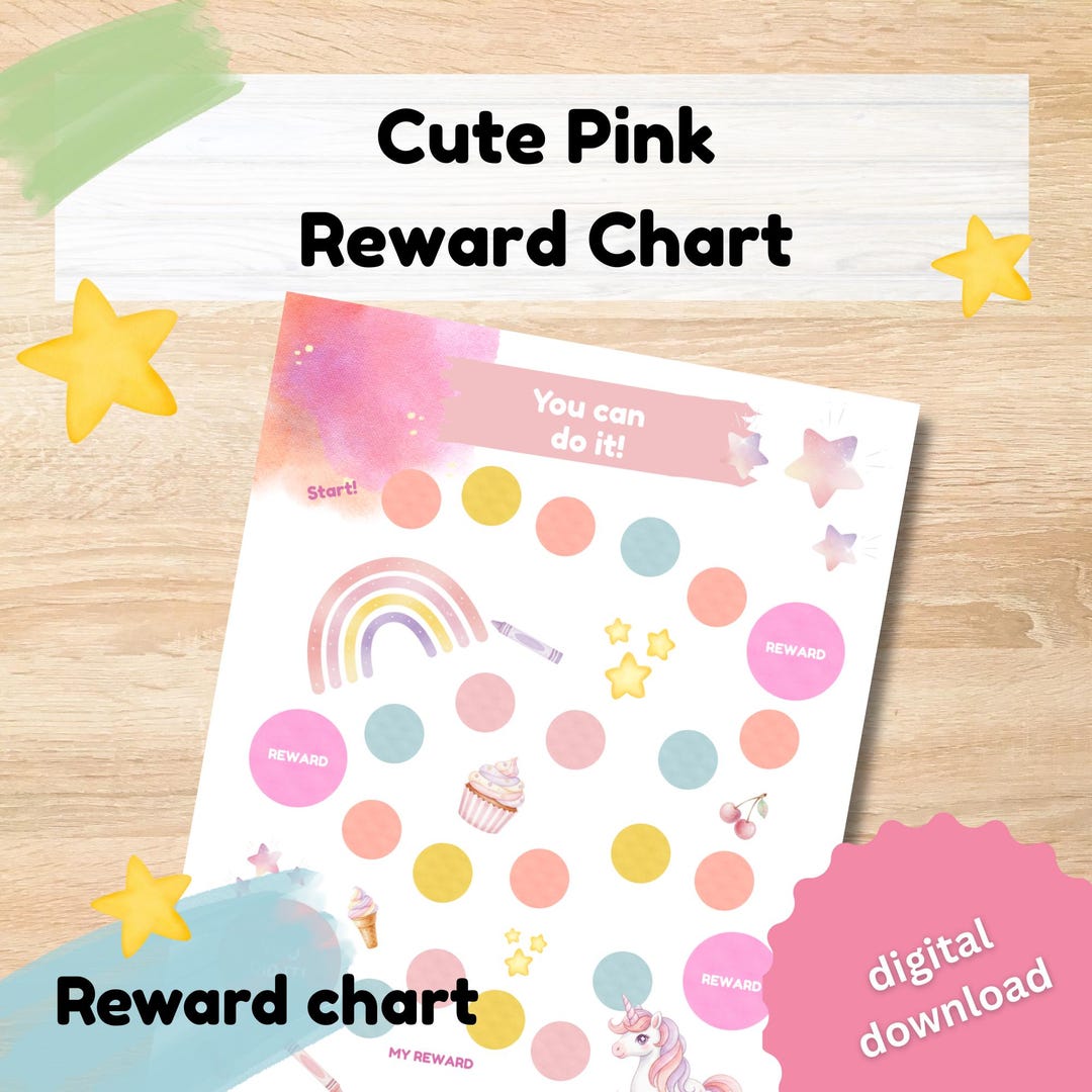 Cute Pink Reward Chart for Kids: Goal Tracker (digital Download), Girly ...