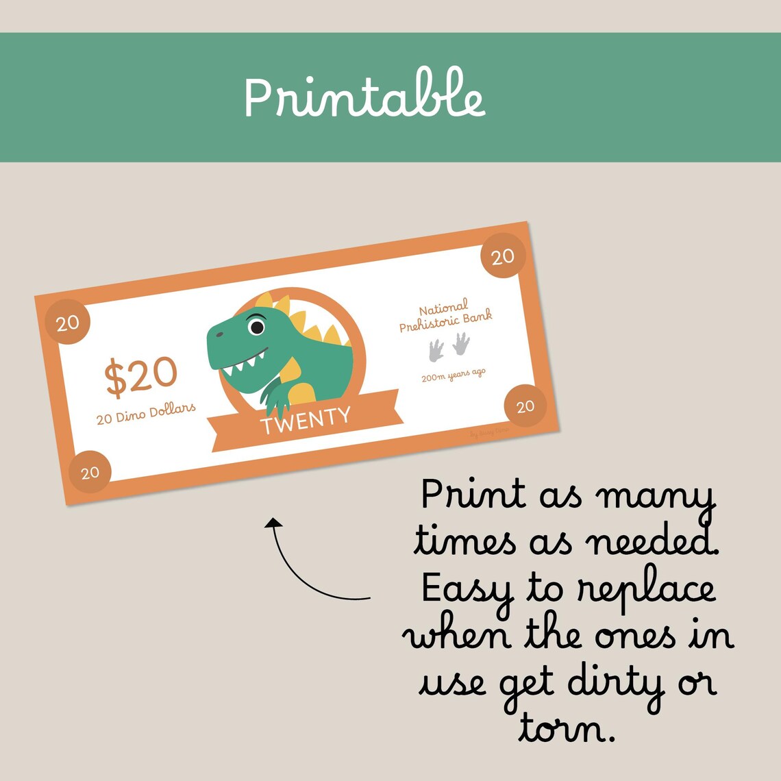 Dino Cafe Pretend Play Kit: Printable Coffee Shop & Dino Bucks (PDF) - Etsy