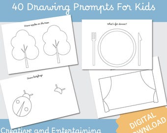 Drawing Prompts for Kids: First Drawing Activity Sheets (Digital Download)
