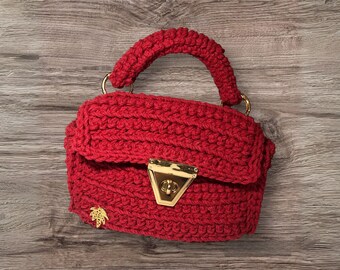 Pomegranate Flower Bag, Chic Hand-Crocheted Pomegranate Red Bag - Artisanal Craftsmanship, Perfect for Spring Outings!