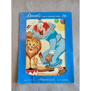 Bozo the Clown Decal Bozo with a Lion 1950&#39;s New Old Stock Vintage Preowned