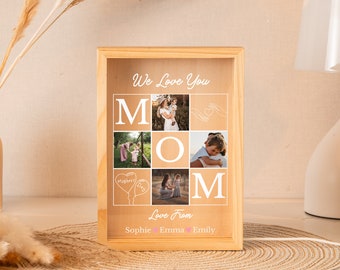 Personalized Mothers Day Picture Frame, Custom Picture Frames with Night Light, Gifts for Mom,Customized Acrylic Plaque with Photo,Best Gift