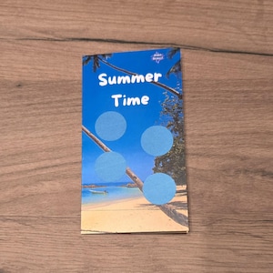 Biglietto pieghevole Summer Time / sfida con i dadi / sfida gratta e vinci / metodo busta / A6 / budget