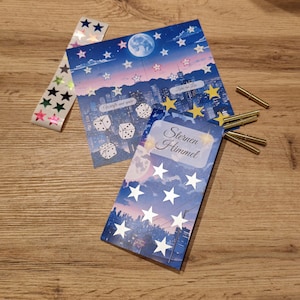 Biglietto pieghevole cielo stellato/sfida con i dadi/sfida gratta e vinci/metodo con busta/A6/budget