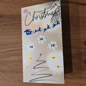 Biglietto pieghevole Buon Natale / sfida con i dadi / sfida gratta e vinci / metodo busta / A6 / budget