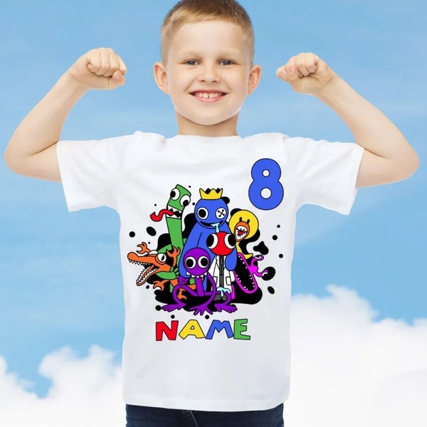 Kids Personalised Rainbow Friends Theme T shirt Various Colour T shirts
