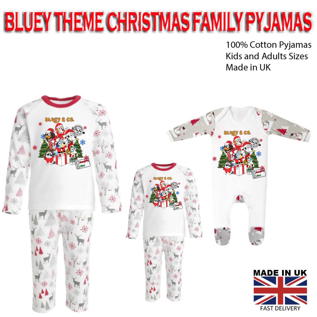 Christmas Family Matching Pyjamas Adult Kids Bluey Theme Nightwear Pyjamas Pjs Etsy Canada