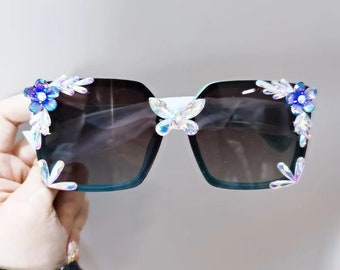 Occhiali da sole in cristallo personalizzati, occhiali da donna, occhiali alla moda, occhiali con protezione solare, occhiali personali, occhiali estivi, occhiali da festa