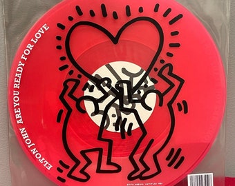 Keith Haring artwork - Elton John - Are You Ready For Love - 12" Pink Vinyl-2003