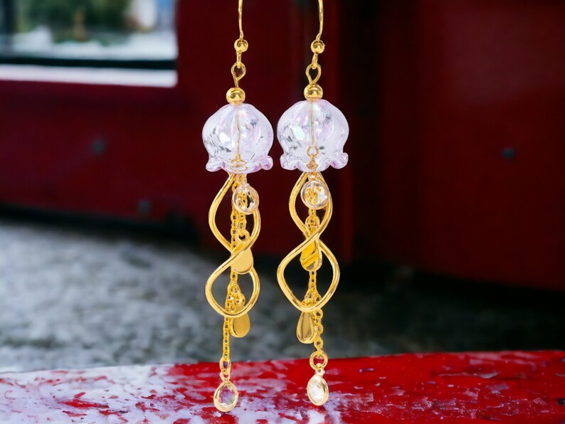 Jellyfish Earrings: Beach Jewelry, Ocean Lover Gift, Summer Vibes, Sea Creature Treasures, Cute Dangle Earrings, Sterling Silver image 10