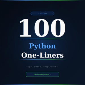 Python One-Liners Cheat Sheet — 100 Code Snippets PDF | Instant Download for Developers