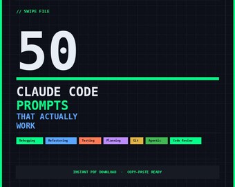 50 Claude Code Prompts That Actually Work — Copy-Paste Swipe File | Instant PDF Download