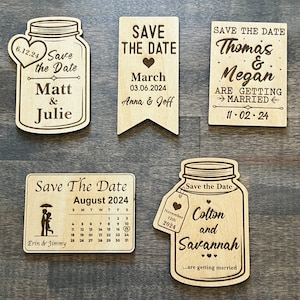 Set of 10 Save the Date Wood Laser Cut Wedding Announcement, Optional Magnet, Wedding Invite, Wedding Invitation