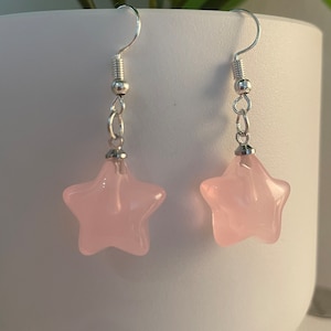 Bubble Pink Star Drop Earrings