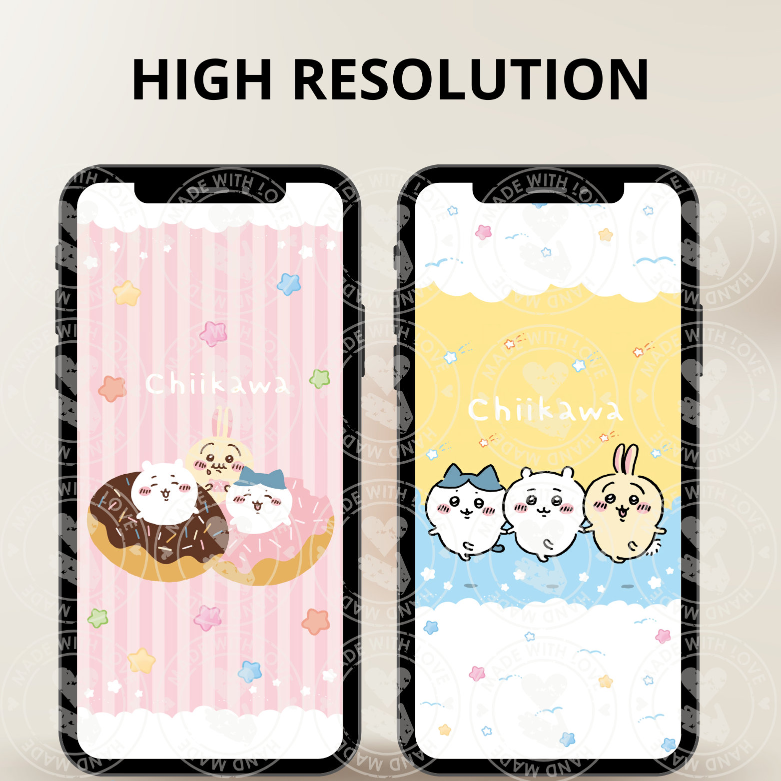 Adorable Chiikawa Wallpaper Set of 15 Digital Backgrounds for Phones 
