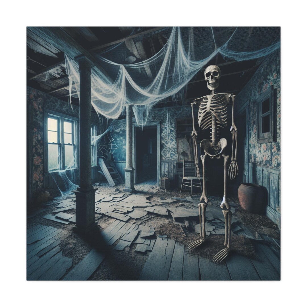 Scary Skeleton, Haunted House, AI Generated Design, Wall Hanging, Gift ...