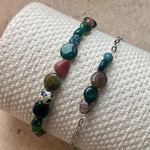 Edelsteinarmband mit Achat & Dalmatiner Jaspis | Edelstahl | verstellbar | handgefertigt
