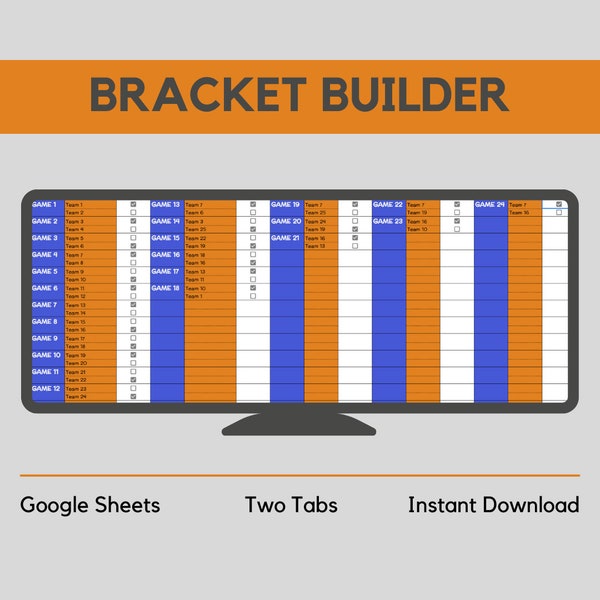 TOURNAMENT BRACKET BUILDER | Bracket Template | Automatic Tournament Generator | Odd and Even Number of Teams | Google Sheets