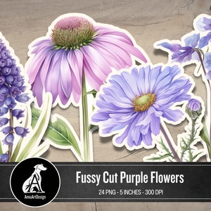 Fleurs coupées difficiles, fleurs violettes à imprimer, articles éphémères pour carnet de voyage, Cricut, autocollants, fleurs pour carnet de voyage, coupes difficiles pour scrapbooking,