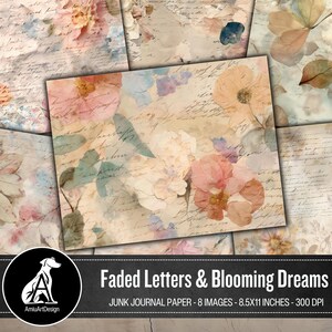 Faded Letters & Blooming Dreams | Journal Papers | Printable  Ephemera | Junk Journal Background Pages