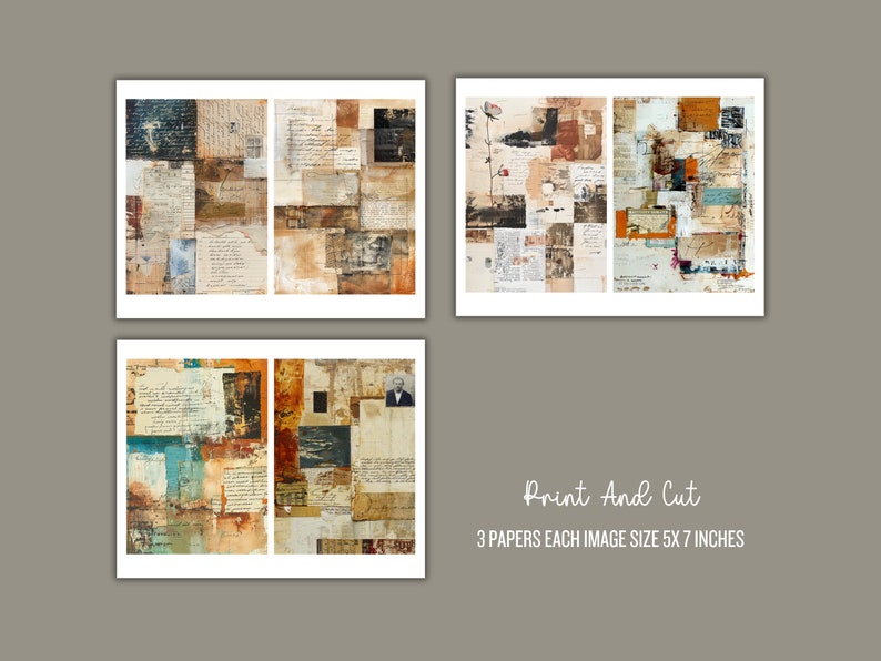 Beige Script Paper Beige Script Scrappy Papers: Vintage Journal Backing (digital Download ...